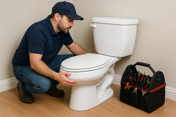 a plumber checking a toilet from Plumber Georgetown in Georgetown, TX - Emergency Plumbing Services