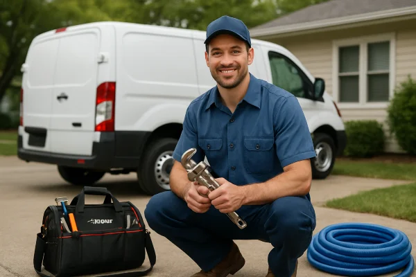 a male plumber smiling and posing for the camera from Plumber Georgetown in Georgetown, TX - Garbage Disposal Replacement a male plumber smiling and posing for the camera from Plumber Georgetown in Georgetown, TX - Garbage Disposal Replacement